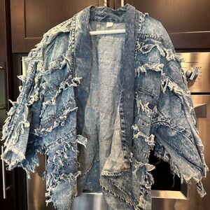 Edgy Blue Distressed Jean Jacket